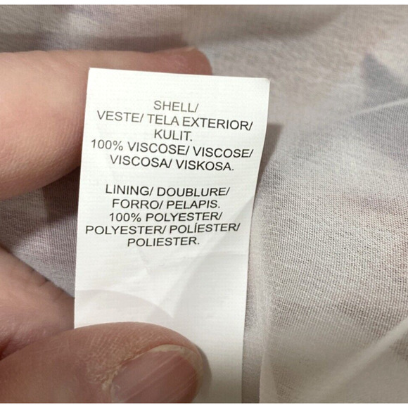 Lucky Brand Top XL Sheer Floral 3/4 Sleeve Peach Purple Peasant Blouse Ruffles - Picture 10 of 10